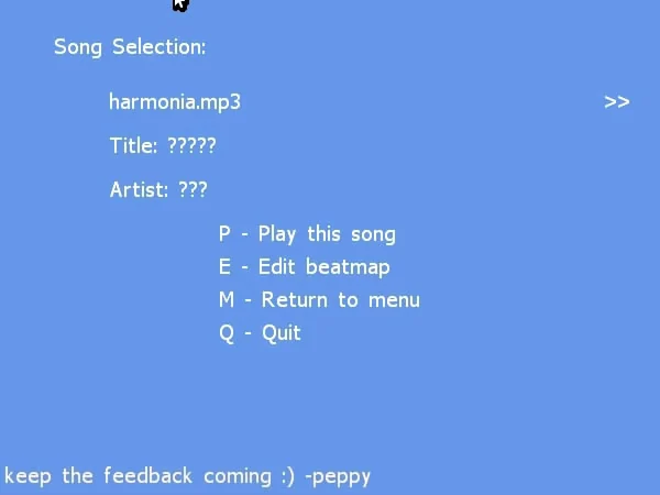 Play와 Edit가 보이는 초기 선택 화면. 플레이와 채보 제작의 입구가 함께 있다.